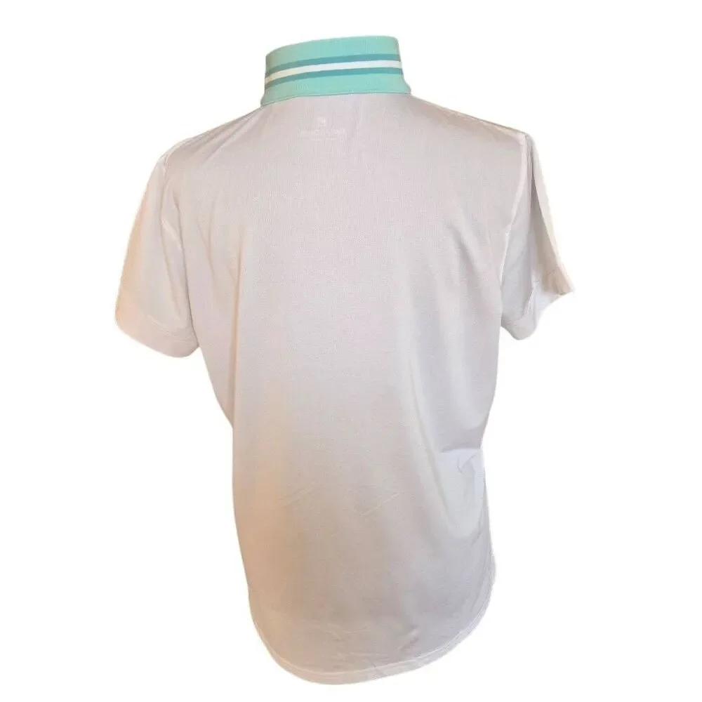 Bette & Court Womens White Short Sleeve 1/4 Zip Golf Polo Shirt Size Large